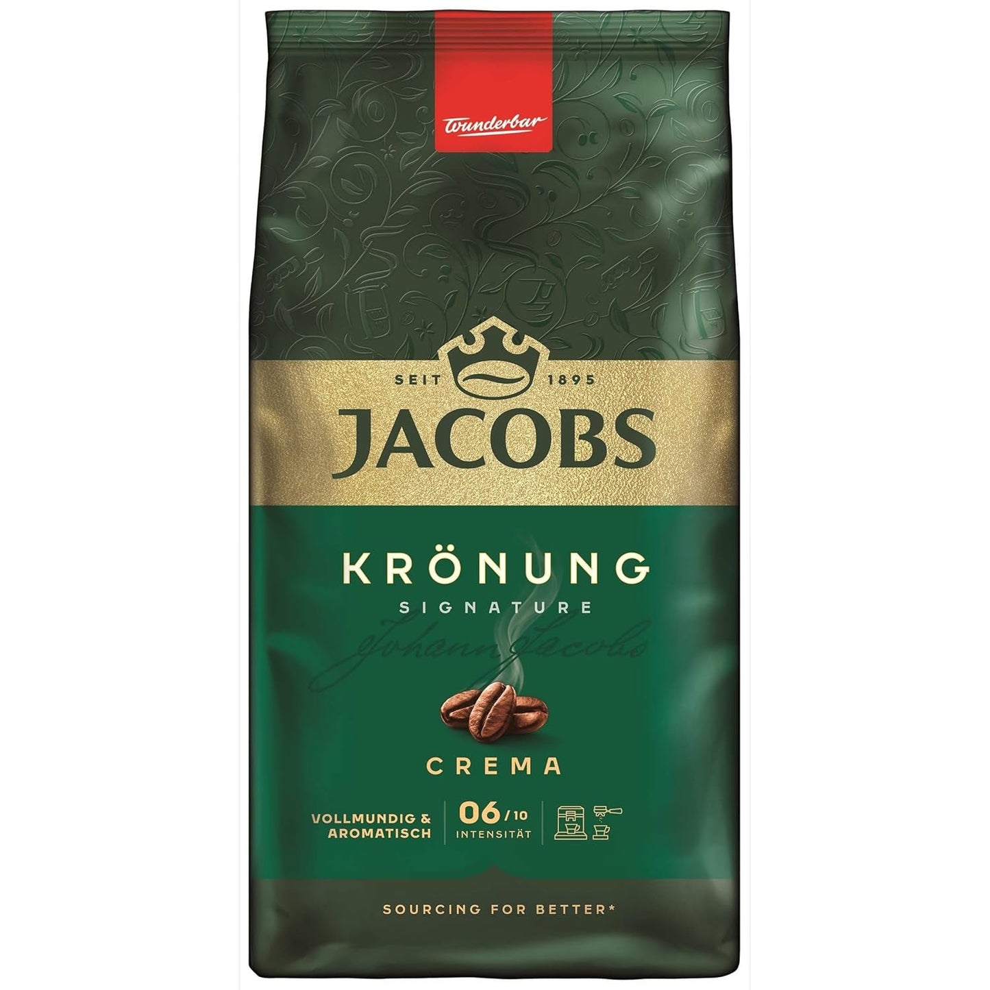 Jacobs Krönung smetana, celozrnná káva, balení 4 ks (4 x 1000 g)