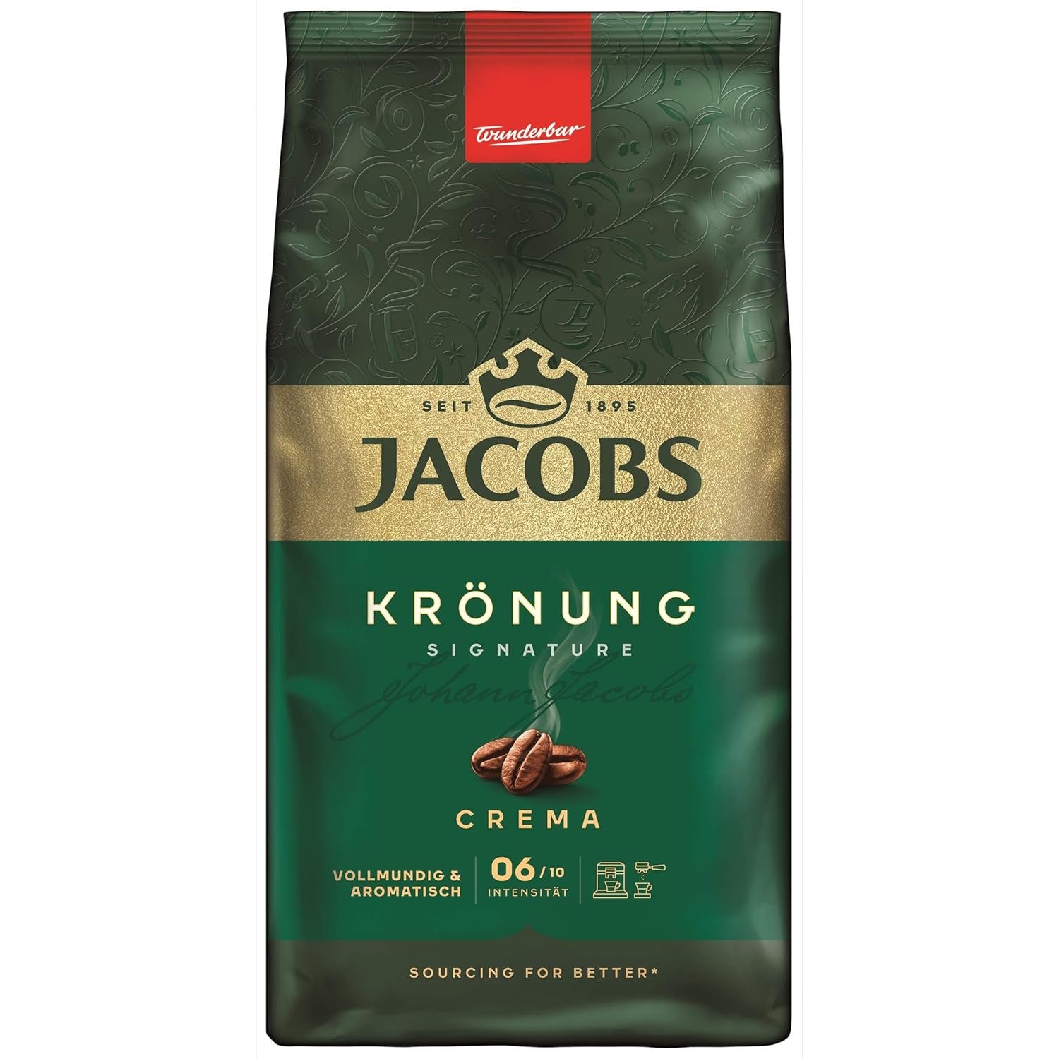 Jacobs Krönung smetana, celozrnná káva, balení 4 ks (4 x 1000 g)
