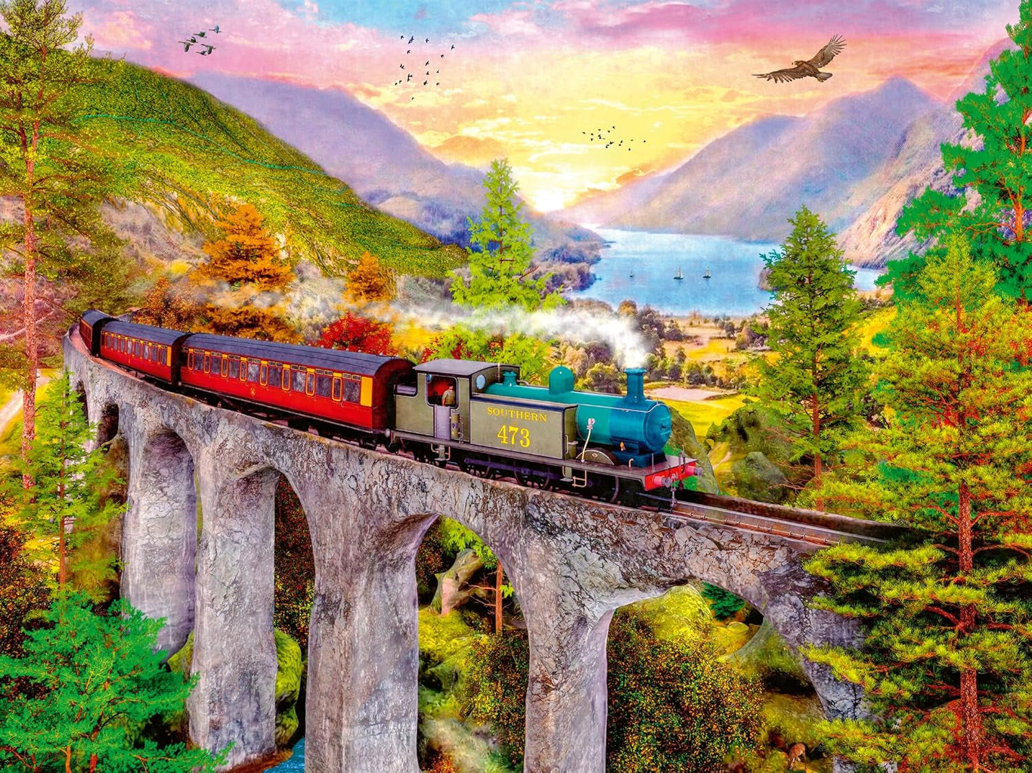 Ravensburger Puzzle 12000795 - Podzimní cesta vlakem - 1500 dílkové puzzle pro dospělé a děti ve věku 14+, Puzzle Naty Shop Výchozí název