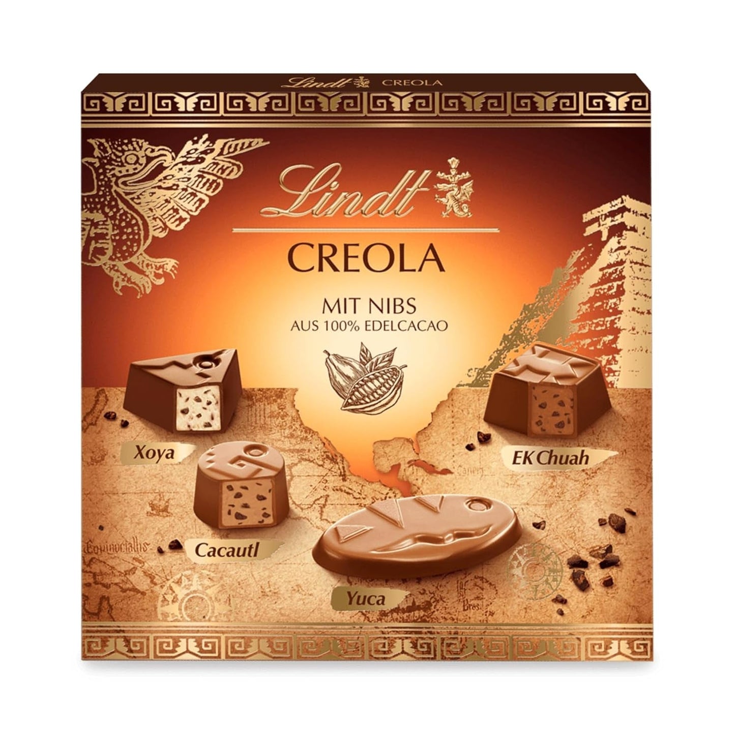Lindt Čokoláda | Krabička na kreolské pralinky | 165 g | 15 pralinek ve 4 lahodných variantách vyrobených ze 100% jemného kakaa, bez alkoholu | Čokoládová dárková sada