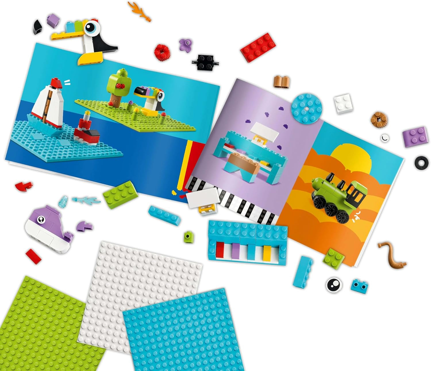 Kreativní sada LEGO Classic na stavění a hraní - sada s barevnými kostkami - postav dům, pejska, legrační autíčko, klavírní klávesnice a duha - řemeslná sada pro chlapce a dívky od 5 let Stavebnice Besuche den LEGO-Store