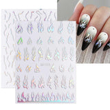 JMEOWIO Nálepka na nehty Aurora Holografisch 9 Blatt Nagelaufkleber Selbstklebend Herz-Flamme Spielt Schmetterlings-Mond Die Hauptrolle Nálepka na nehty Dekoration Nageldesign Zubehör