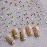 JMEOWIO 3D Nálepka na nehty Blume Frühling Summer Floral Nail Art Nálepka Selbtklebend Nagelaufkleber 5D Stereoskopická dekorace Nageldesign Zubehör 1 Blatt