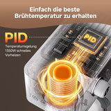 Espresso kávovar AMZCHEF 20 bar, LED displej, profesionální napěňovač mléka a parní tryska z nerezové oceli, 1,5 l vyjímatelná nádrž, 1350 W rychlý ohřev, bílá