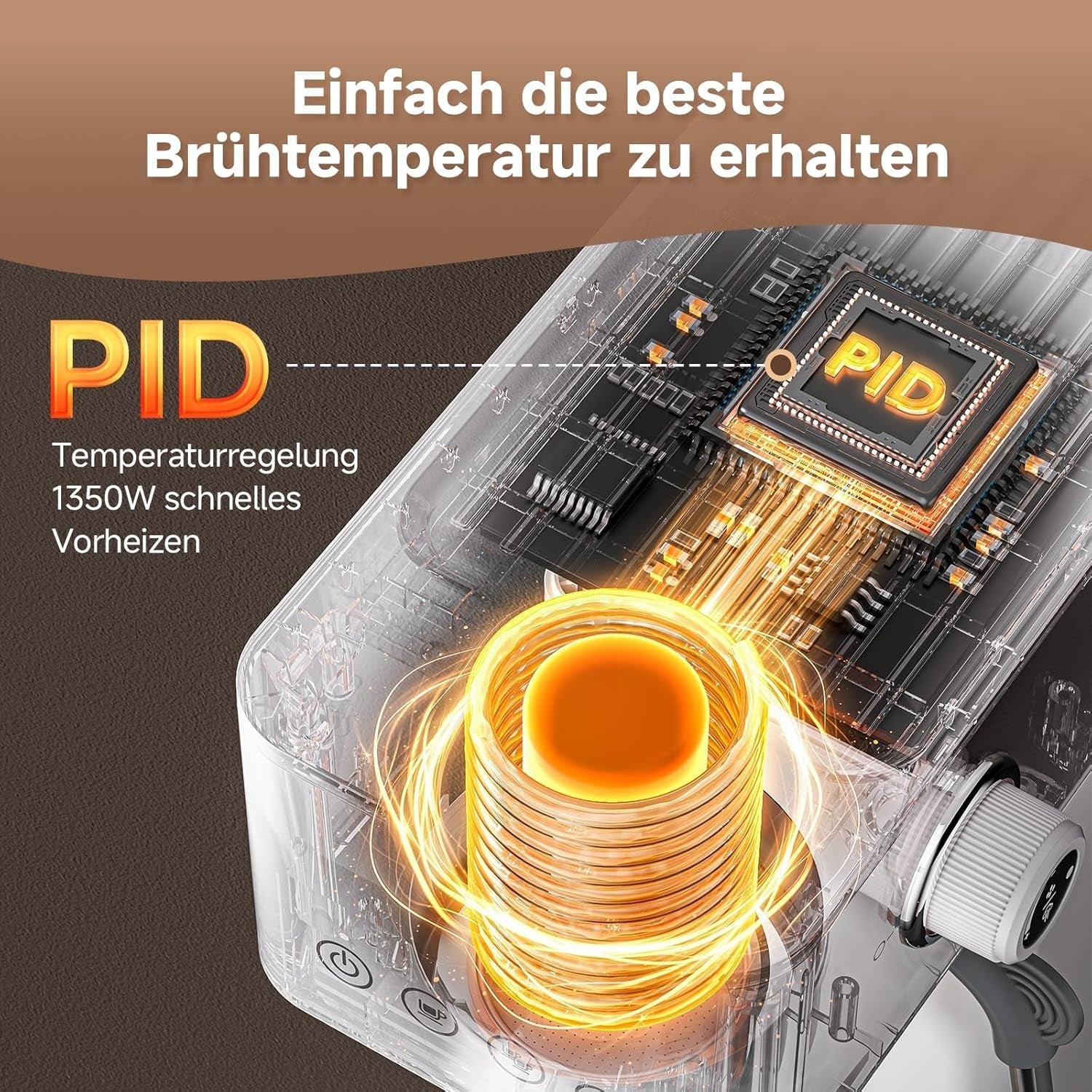 Espresso kávovar AMZCHEF 20 bar, LED displej, profesionální napěňovač mléka a parní tryska z nerezové oceli, 1,5 l vyjímatelná nádrž, 1350 W rychlý ohřev, bílá