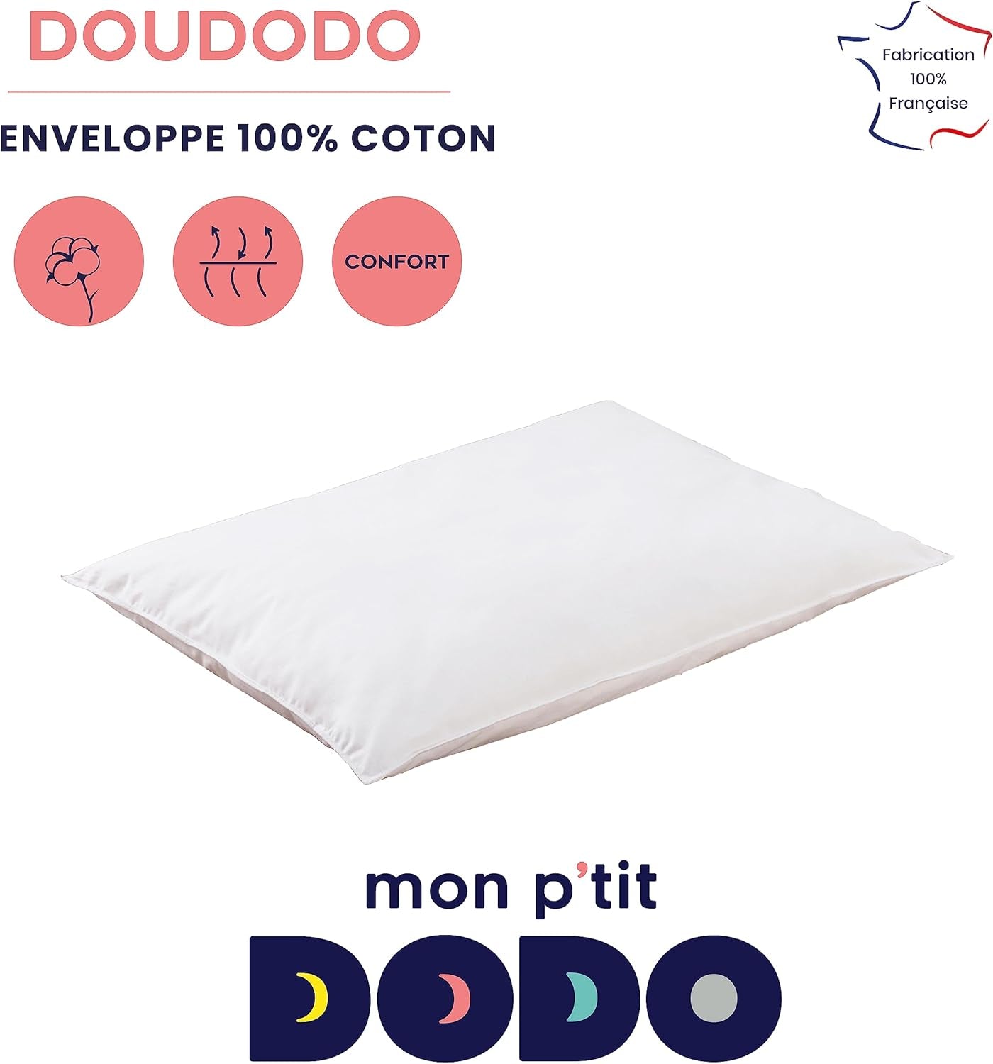 MON P'TIT DODO - Pohodlný polštář, 40 X 60 cm, bílé standardní polštáře Naty Shop