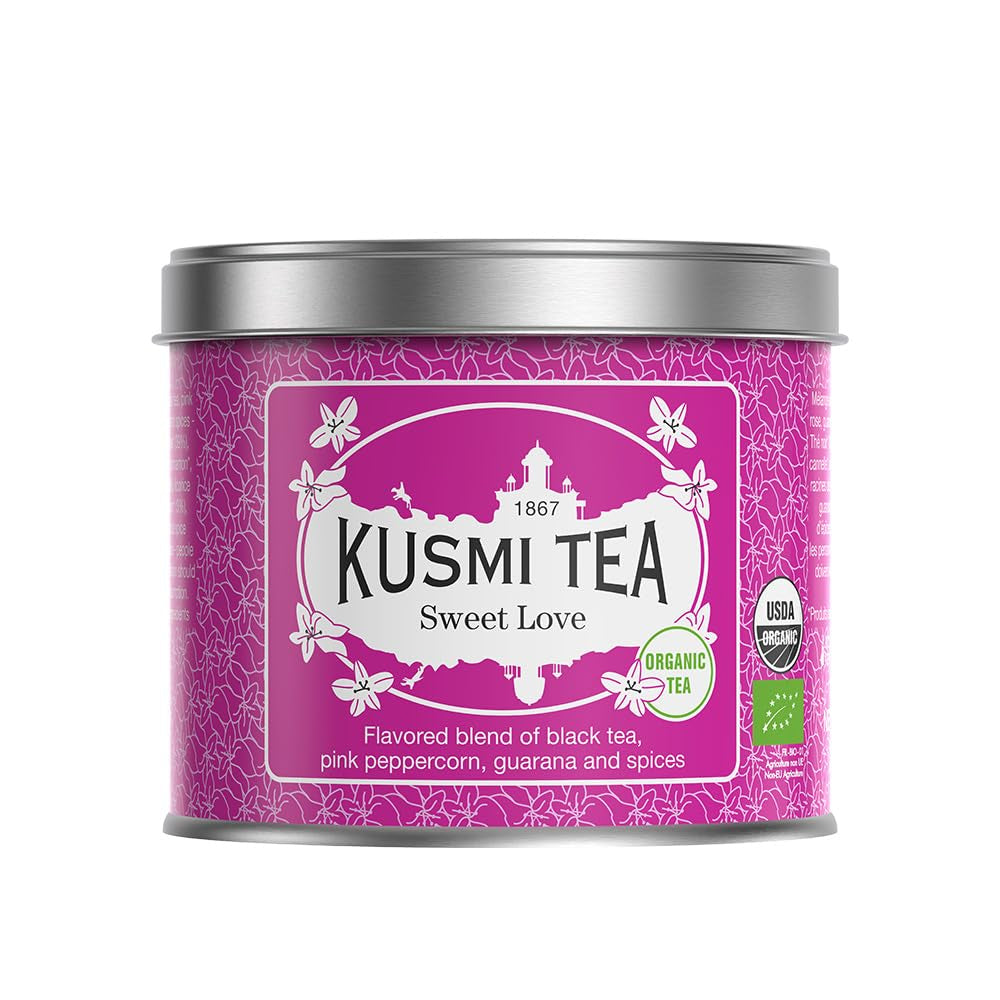 Kusmi Tea - Earl Grey Intense - Bio černý čaj Earl Grey se silným bergamotem a pikantním citronem - Sypaný čaj - 100g kovová krabička - Množství na cca 50 šálků
