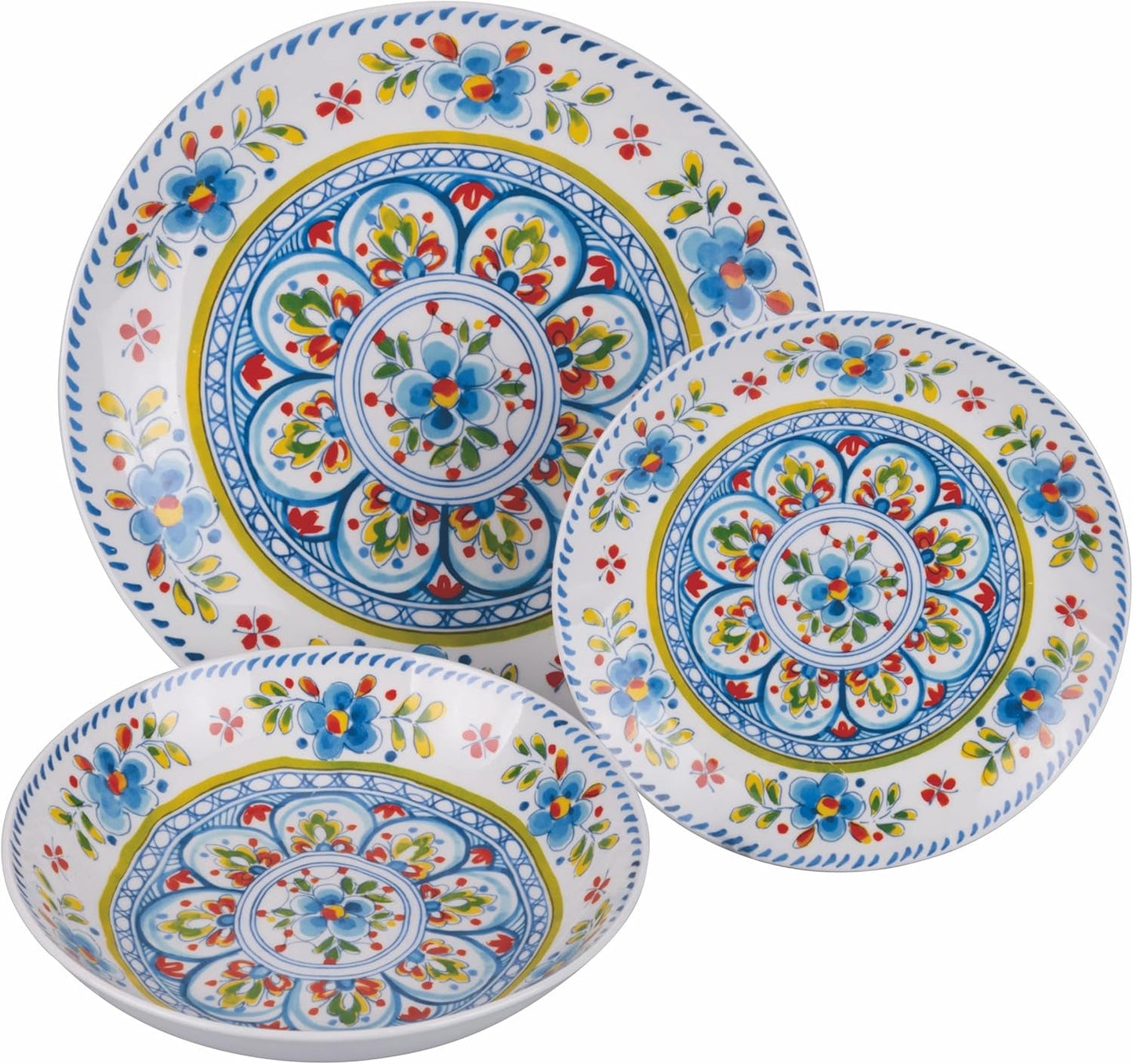 18dílný porcelánový jídelní servis, 6 různých sad talířů, Andalusie
