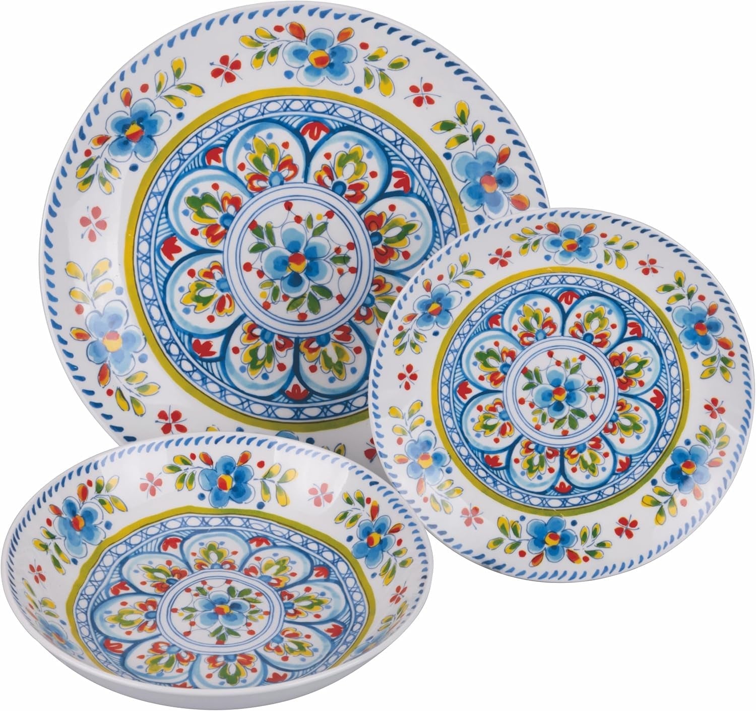 18dílný porcelánový jídelní servis, 6 různých sad talířů, Andalusie