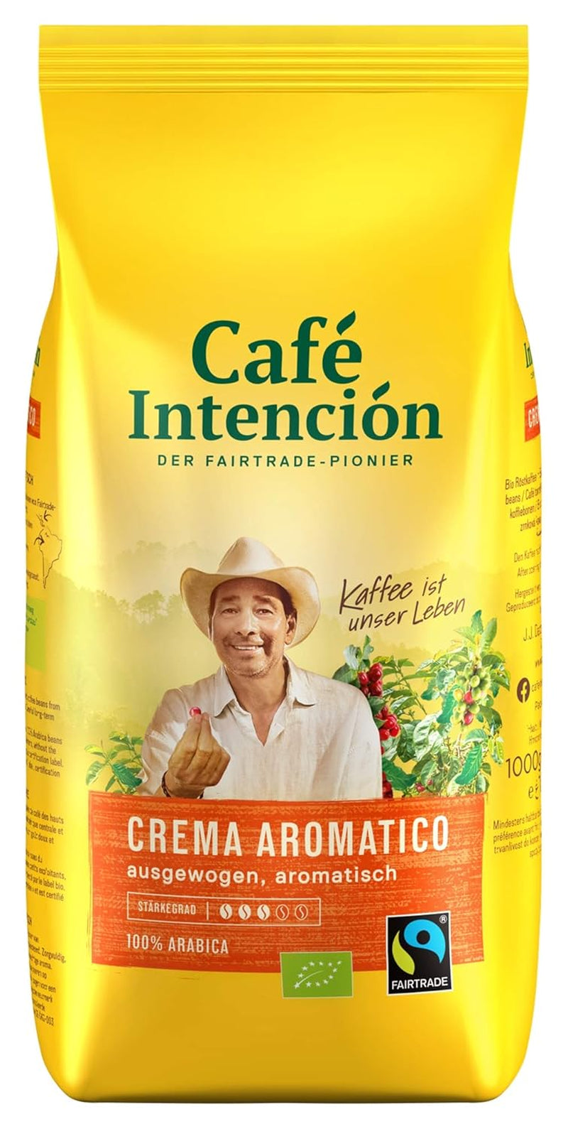 2x Fairtrade JJDarboven - Café Intención Aromatico Café Crema, bio káva, celá zrna - 1000g