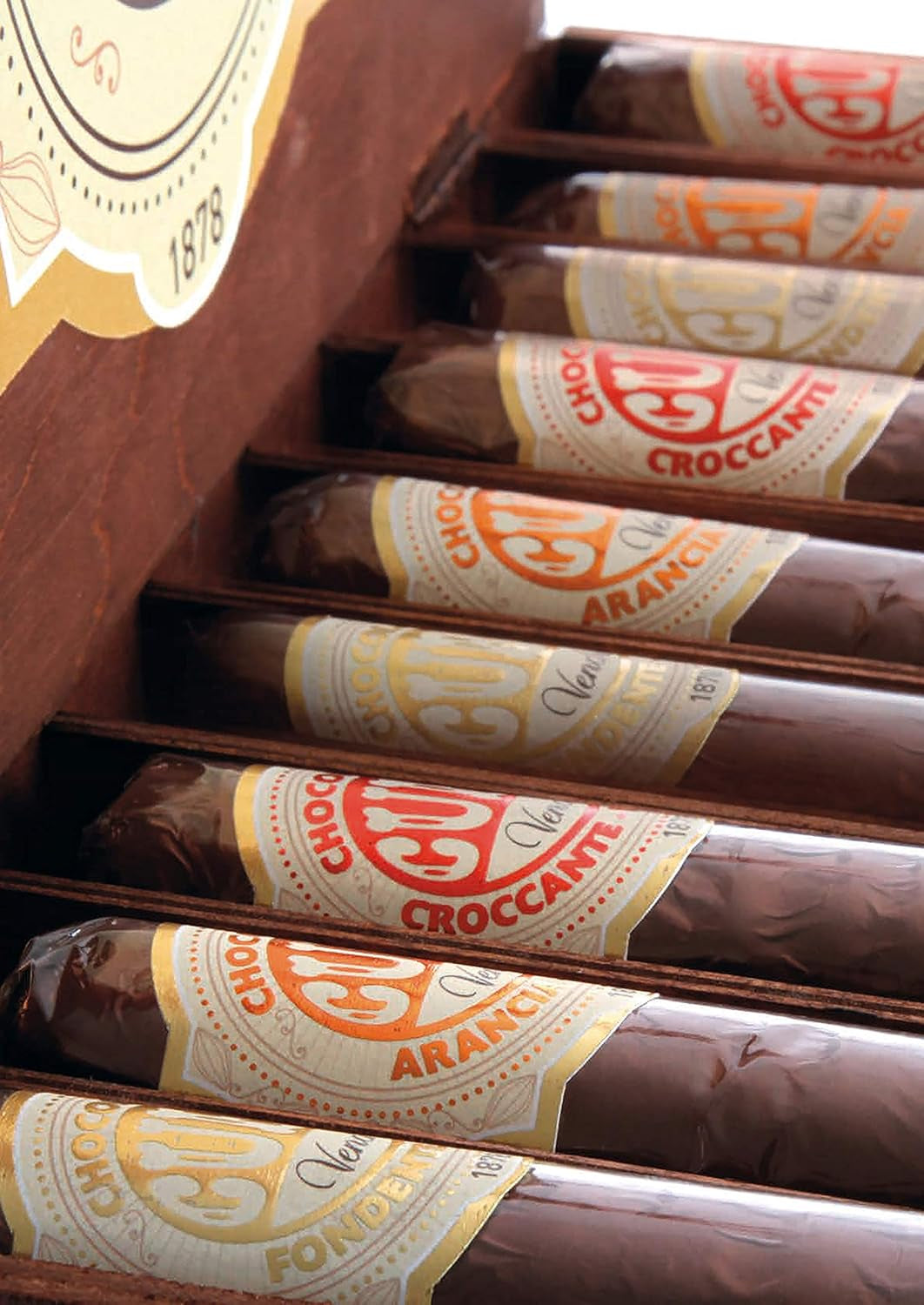Venchi - Mléčná čokoláda a hořká čokoláda 56% doutník s kandovanou kůrou ze sicilského pomeranče, 100g, bez lepku, bez barviv a bez konzervantů