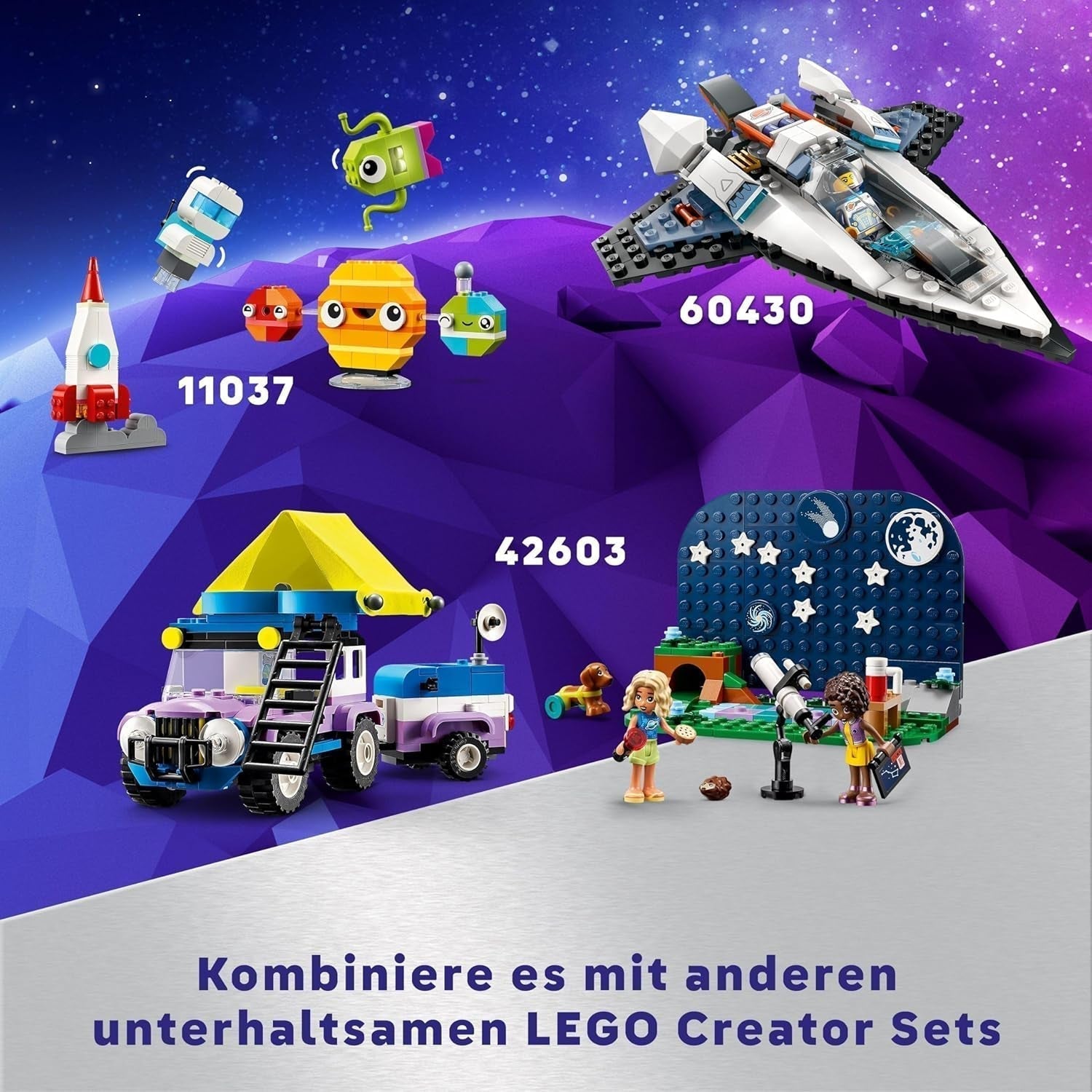 Stavebnice LEGO Friends Stargazer Camping Vehicle s terénním vozidlem a dalekohledem, dárek pro dívky a chlapce od 7 let, obsahuje figurky na hraní Nova, Aliya a pes 42603 Stavebnice Besuche den LEGO-Store
