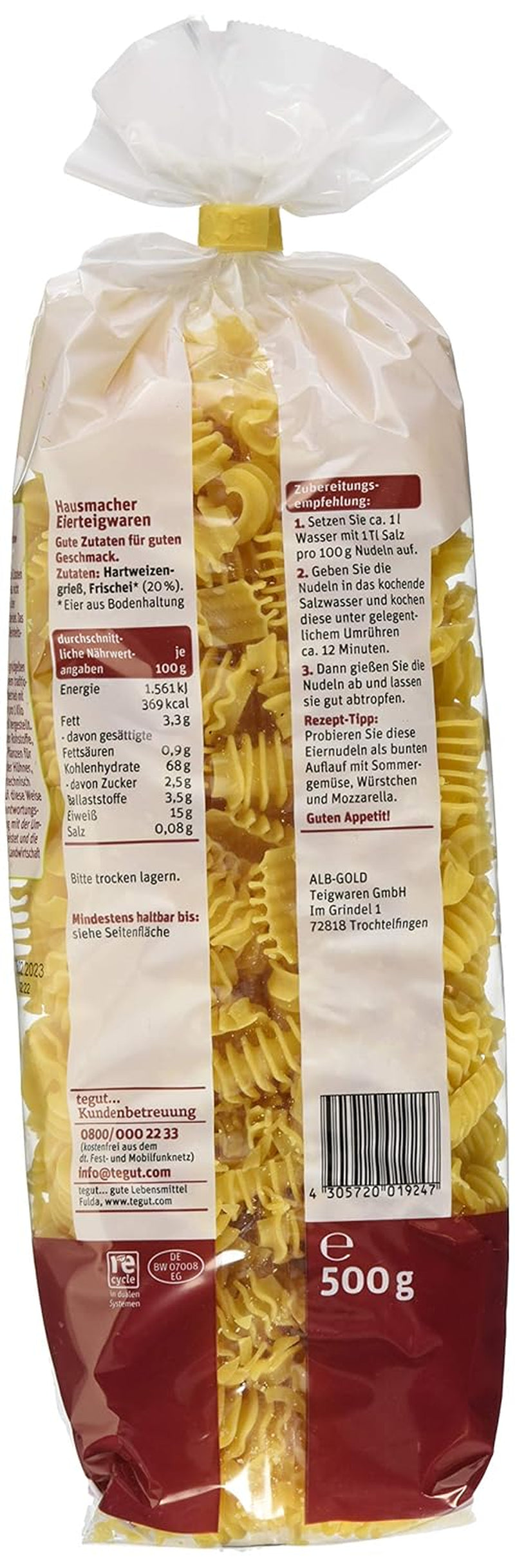 tegut... Nudle s vejcem Rilli, 1 x 500 g