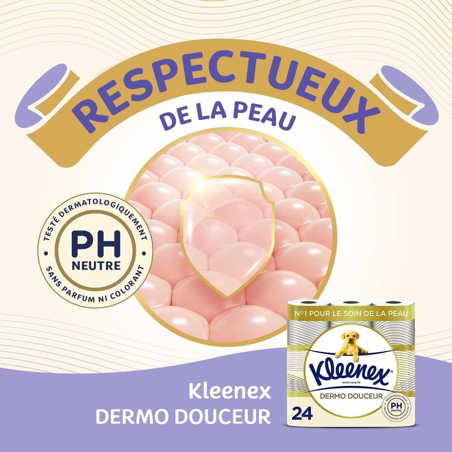KLEENEX Dermo Douceur 4230420 Toaletní papír, 24 rolí (4 X 6 rolí) bílý, 24 Unité (šarže 6)