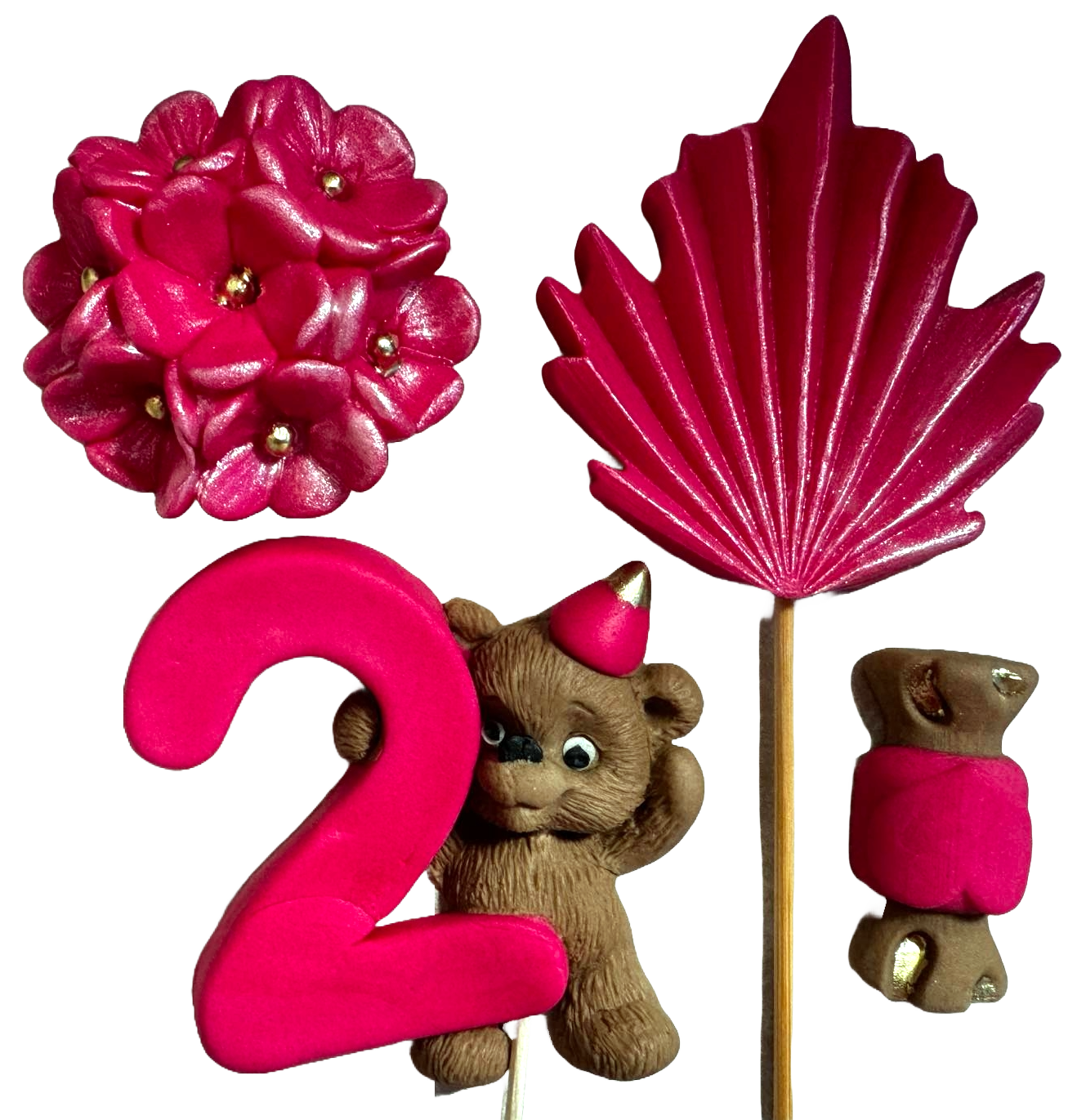 Sada 4 jedlých cukrových dekorací, 2 ROKY Cukrové pasty Dekorace Naty Shop