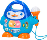 Hudební přehrávač karaoke WinFun, design tučňáka, s blikajícími světly a echo efekty, v modré barvě, hravý styl, připojení USB Baby Toys Naty Shop