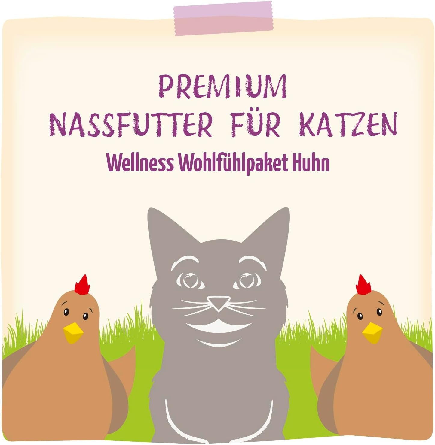 MjAMjAM - prémiové mokré krmivo pro kočky - kuřecí wellness balíček 12 balení (12 x 125 g) bez obilovin s extra masem