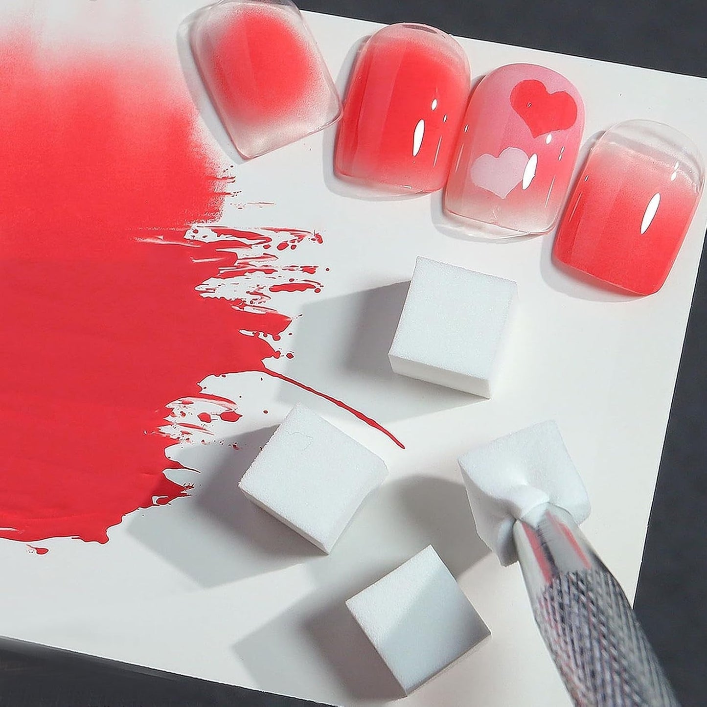 100 Stück Nail Art Schwamm Mit Piercing Zange,Nail Art Zubehör Schwamm Mit Piercing Kugel Aufdreher,Aplikátor houbového štětce,Nagelkunst-Rendering-Werkzeuge,Für Gradient Nail Art Patterns Erstellen.