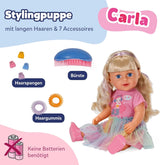 BABY born Carla - 43 cm panenka - kvalitní blond vlasy s pramínky - nejsou potřeba baterie - vhodné pro děti od 4 let - obsahuje 7 doplňků, růžová
