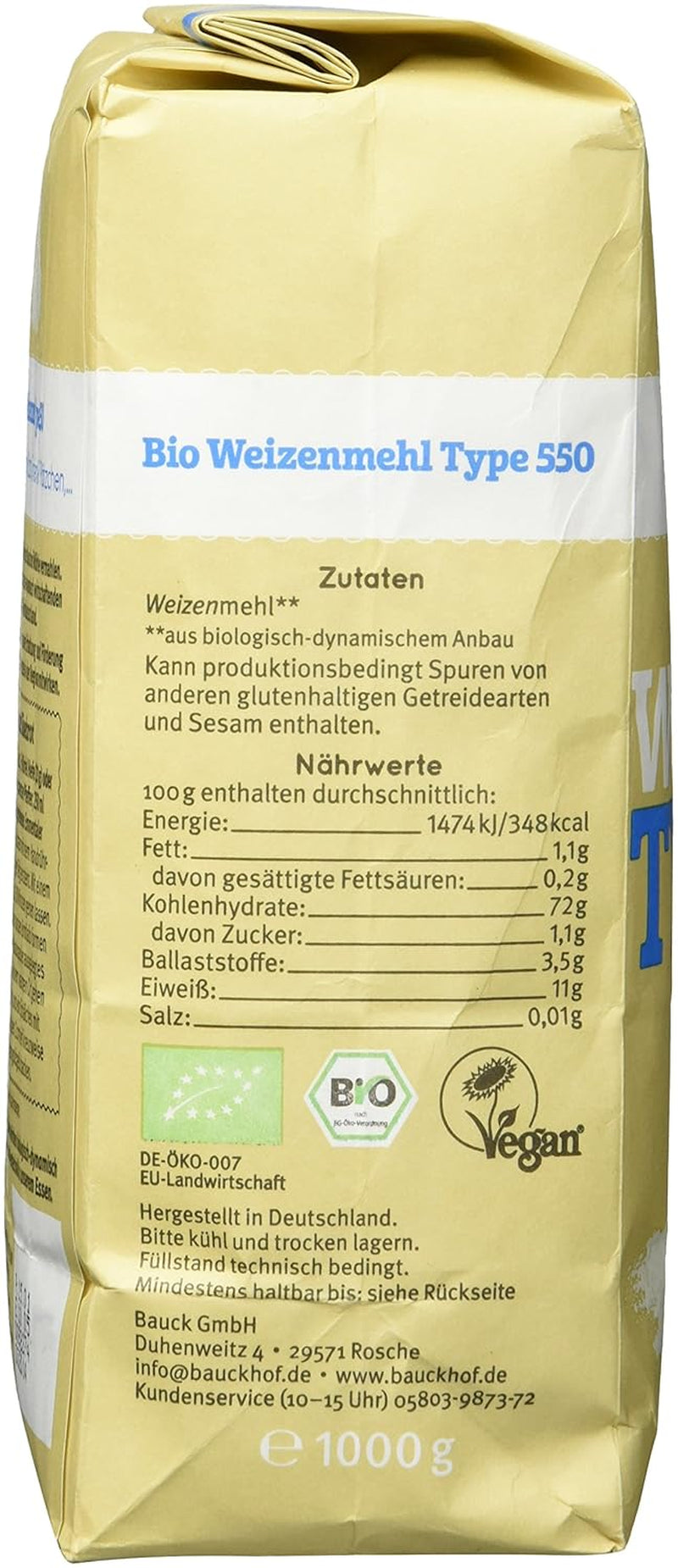 Pšeničná mouka Hof typ 550 Demeter, 1 kg