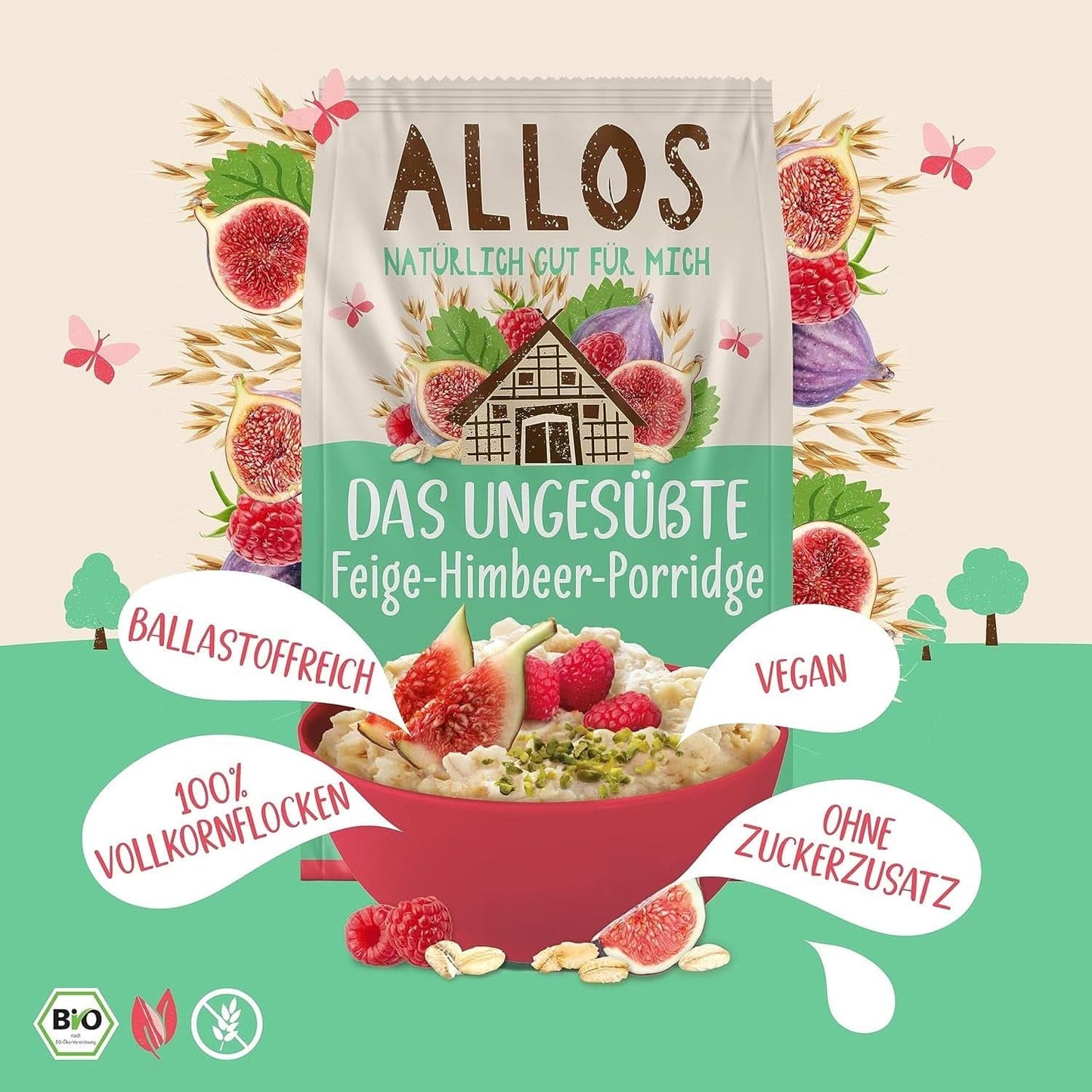 Allos Neslazená fíkovo-malinová kaše, Sada 6 x 500 gramů Cereálie Naty Shop