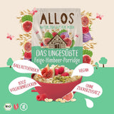 Neslazená kaše z fíků a malin Allos | Kaše bez cukru | Bio müsli | Müsli s ovocem | Ovesné vločky | Kaše k snídani | Cereálie k snídani | Vegan | Balení po 6 kusech (6 x 500 g)