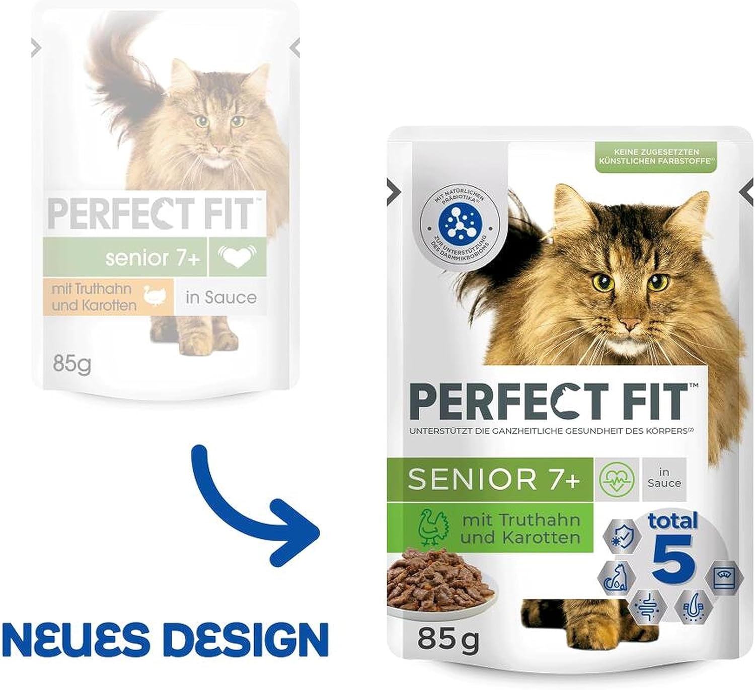 PERFECT FIT™ Sáčky na porce pro starší kočky s krůtou a mrkví, 12 x 85 g