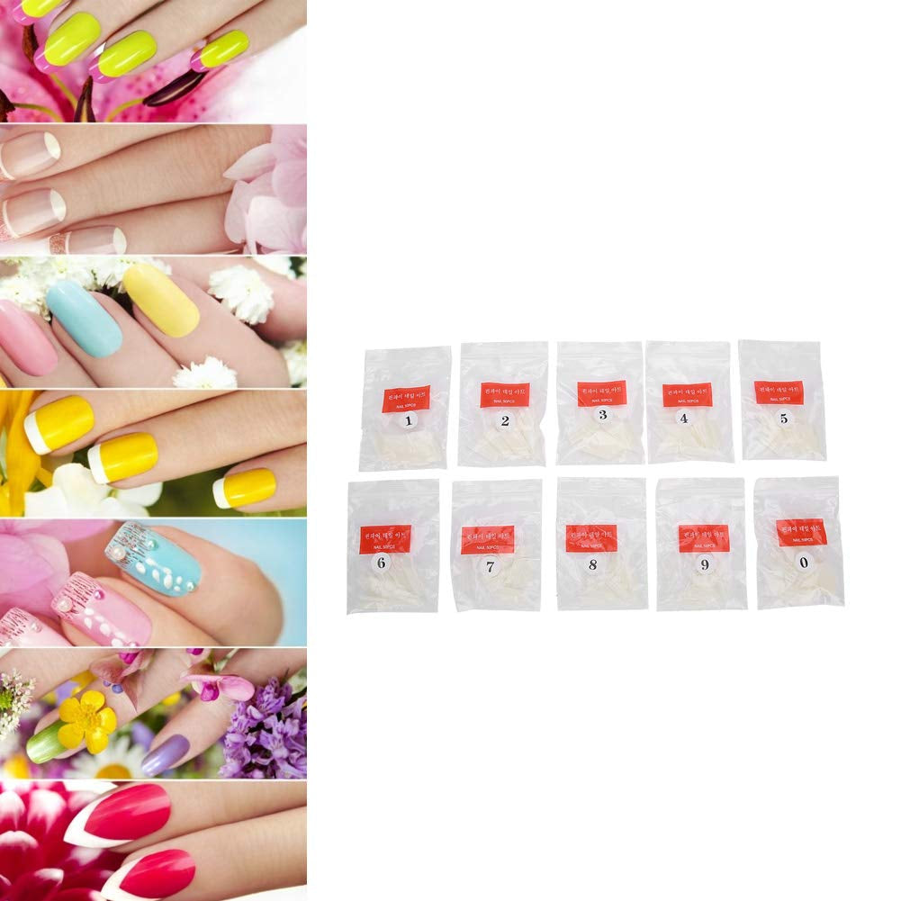 500 ks Tipy na umělé nehty, Tipy na přírodní francouzské umělé nehty na manikúru, L, Umělé nehty, Oválný UV gel, Příslušenství na nehty pro ženy a dívky (přirozená barva)