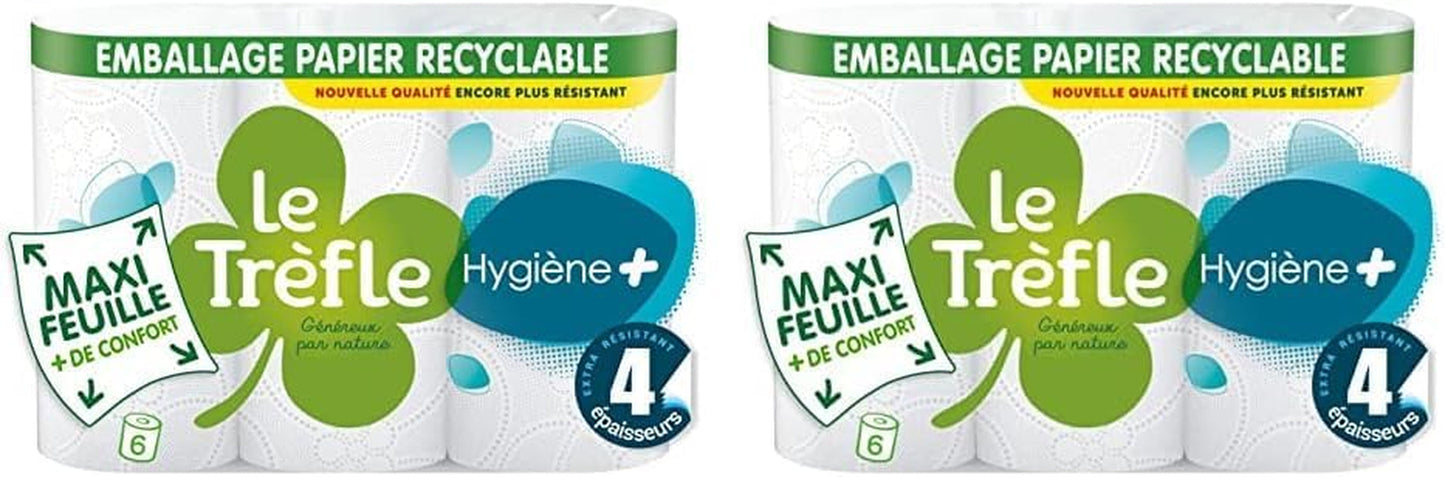 Le Trefoil Hygiene + toaletní papír, 6 rolí, 4 síly (2 balení)