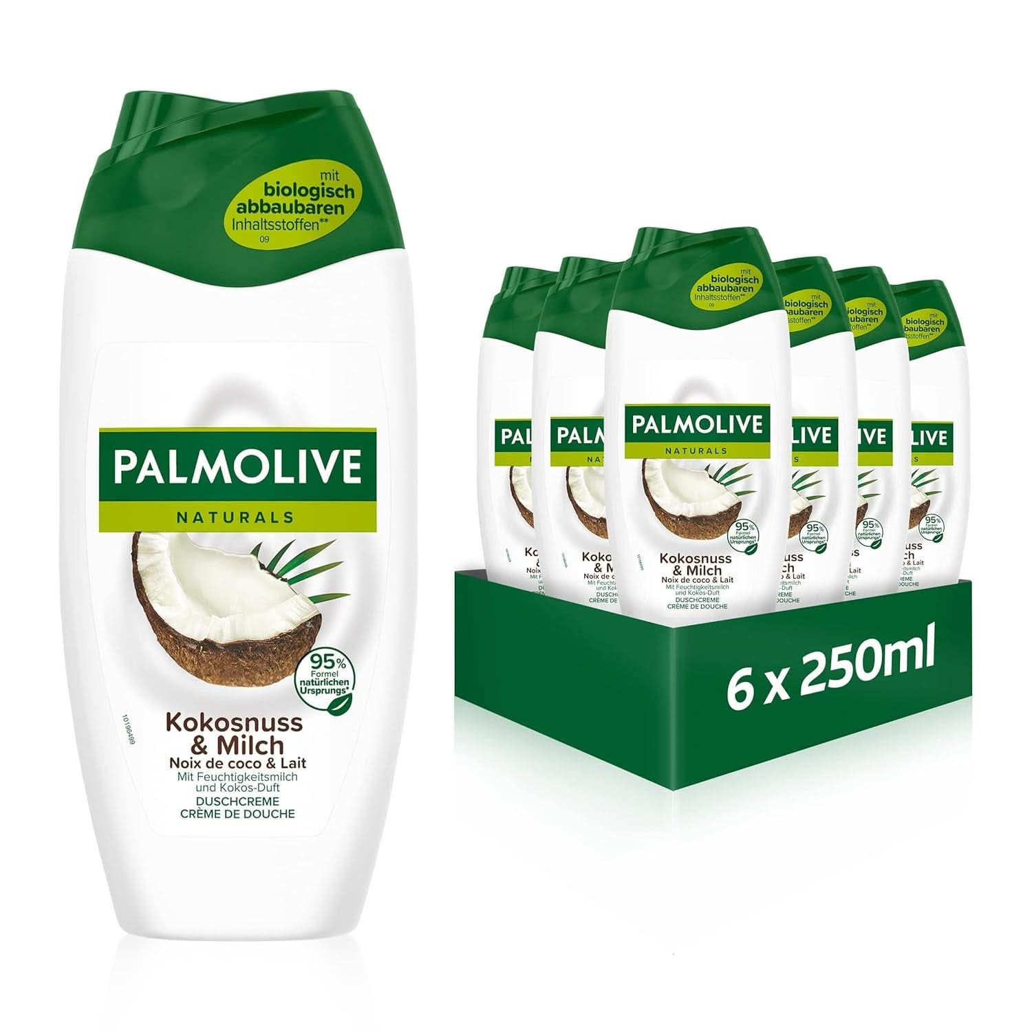 Palmolive Naturals Coconut & Milk sprchový gel, 6 x 250 ml Naty Shop sprchový gel a koupel