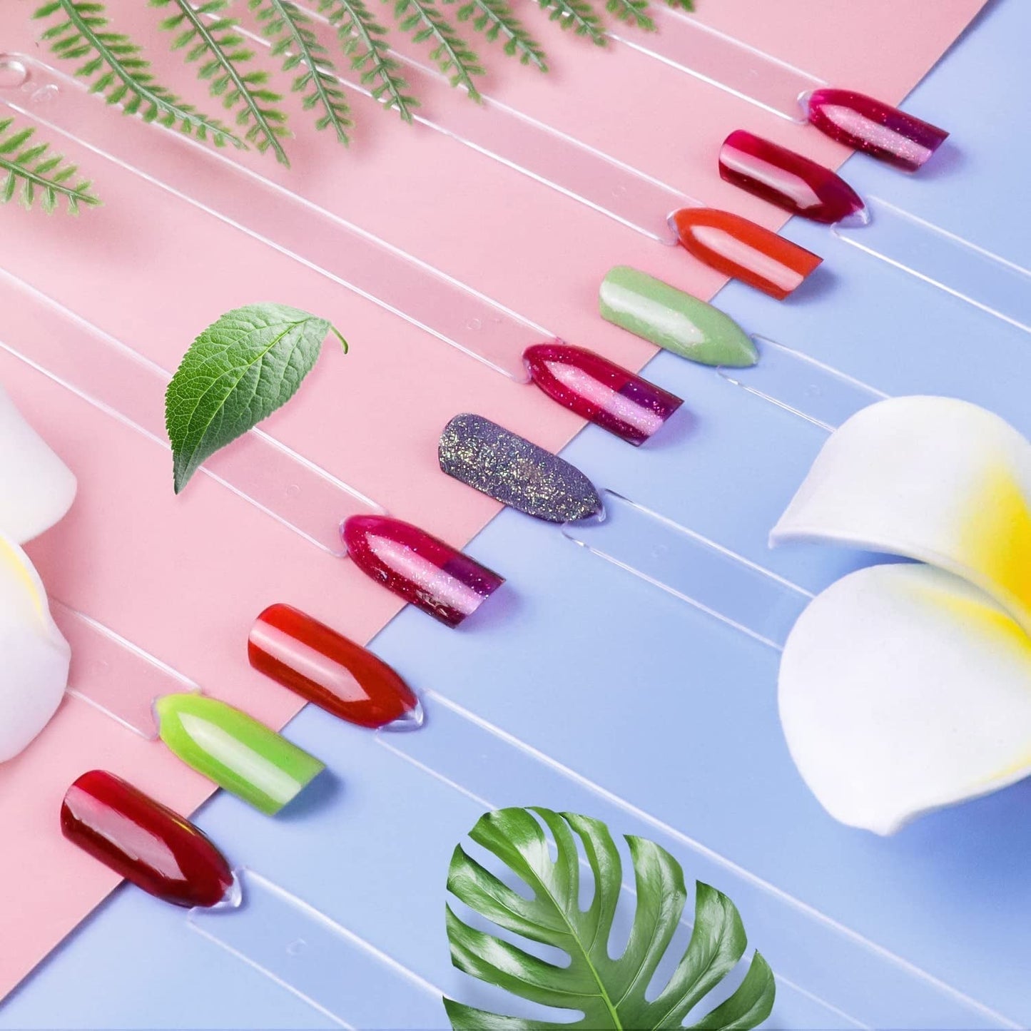 100 Stück Nail Art Tips Prsten,Nagelspitzen Nagel Display Transparentní Nägel Kunstspitzen Sticks,Nagelkunst Praxis Für Nagelstudio Und Anfänger Display Tipy pro DIY nail Art