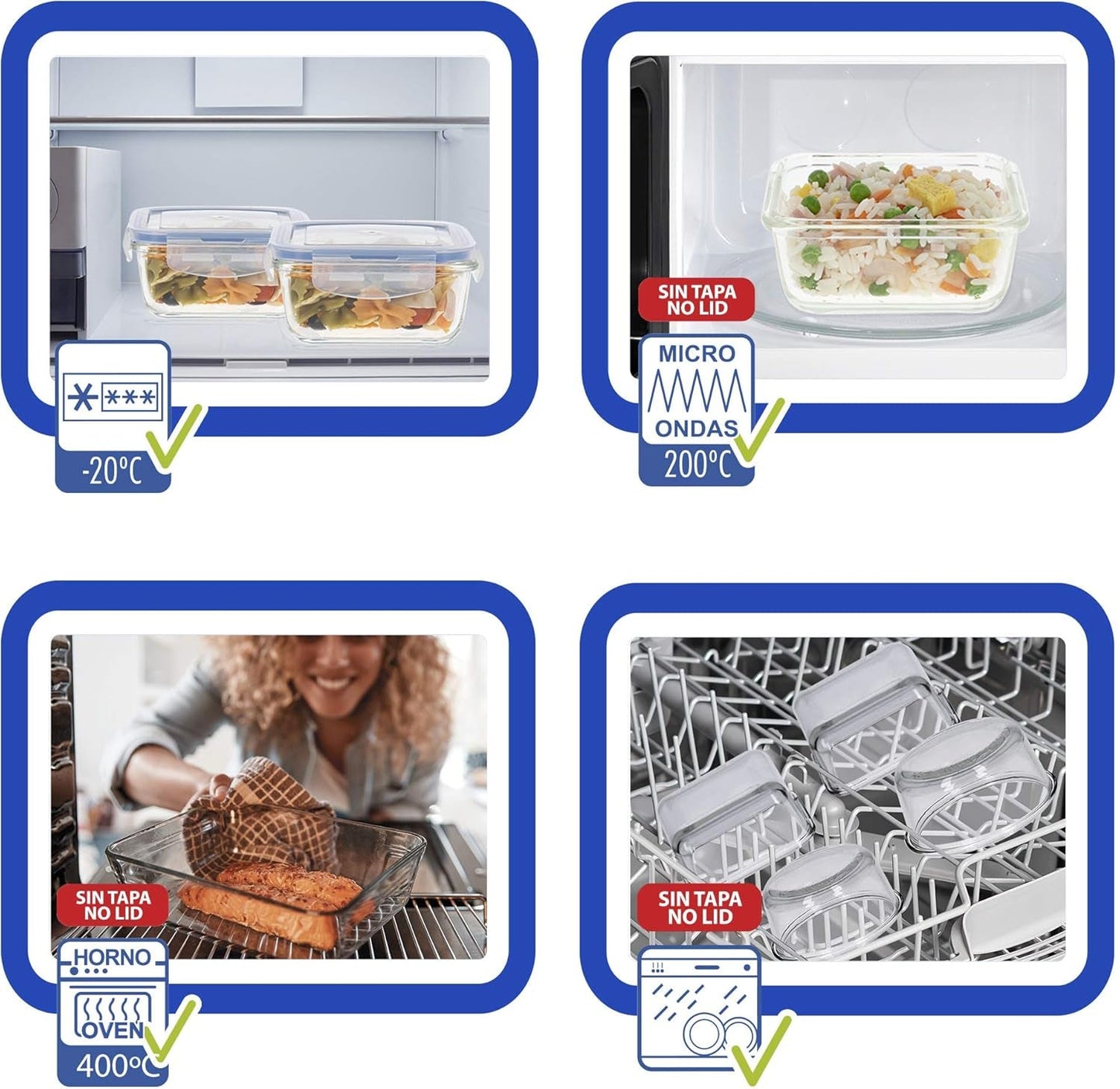 Max Home 8 balení Skleněné vzduchotěsné nádoby Mikrovlnná skleněná krabička na oběd Uzavíratelné dózy na potraviny 550 ml průhledná víčka Dózy na potraviny (16538) Dózy na potraviny Naty Shop
