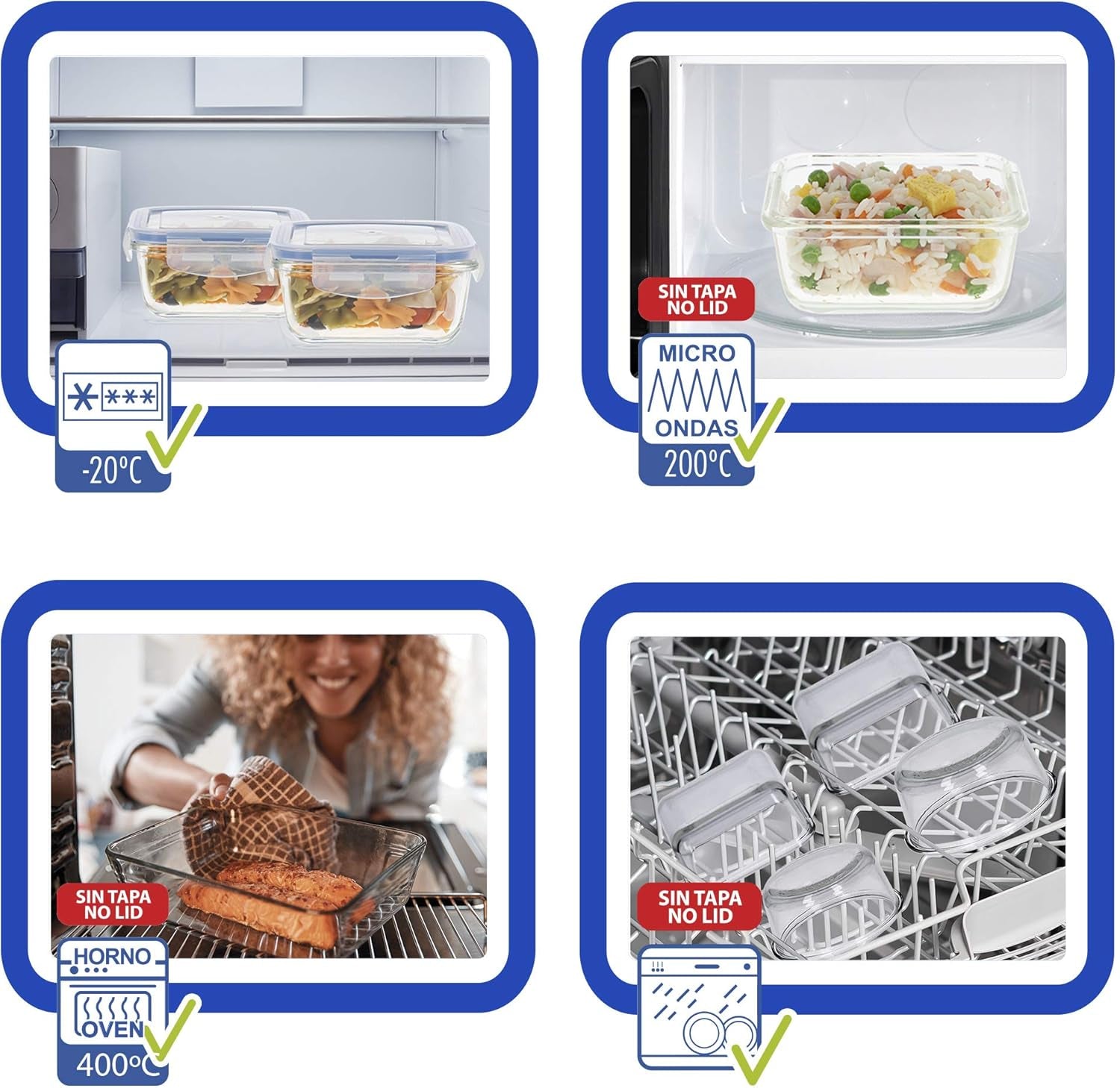 Max Home 8 balení Skleněné vzduchotěsné nádoby Mikrovlnná skleněná krabička na oběd Uzavíratelné dózy na potraviny 550 ml průhledná víčka Dózy na potraviny (16538) Dózy na potraviny Naty Shop