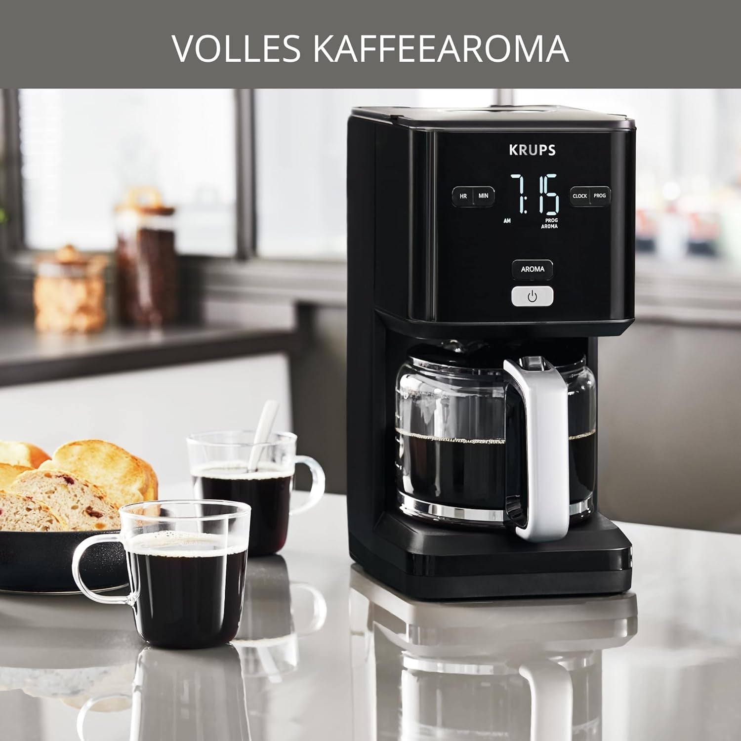 Kávovar Krups Smart'n Light s časovačem, na 1,25 l filtrované kávy, funkce udržování teploty, automatické vypínání, černý, KM600810