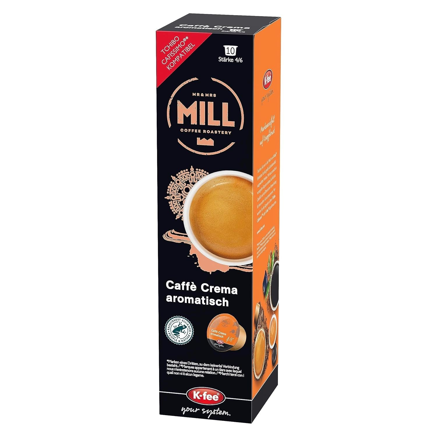 Mr & Mrs Mill Caffè Aromatisch crema, kompatibilní s K-fee & Tchibo Cafissimo*, Stärke 4/6, 120 kávových kapslí