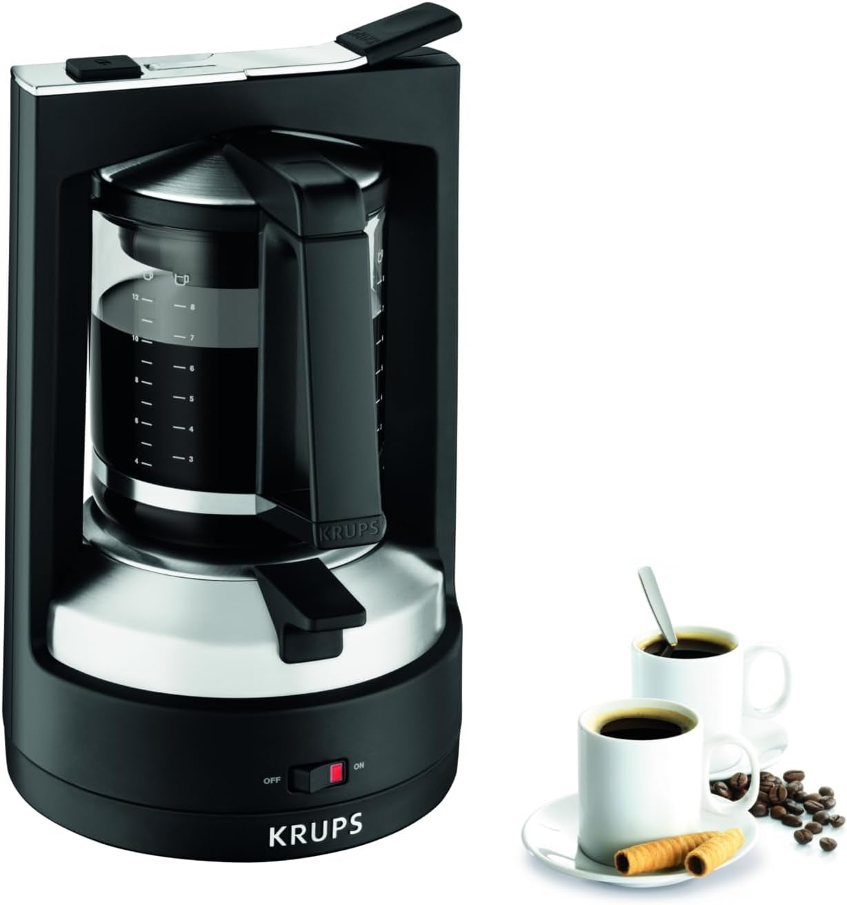 Espresso kávovar Krups T8, 850 W, Automatické vypnutí, 8-12 šálků, Kapacita 1 l, Permanentní filtr, Osvětlený vypínač, Snadné použití, Černá, KM4689