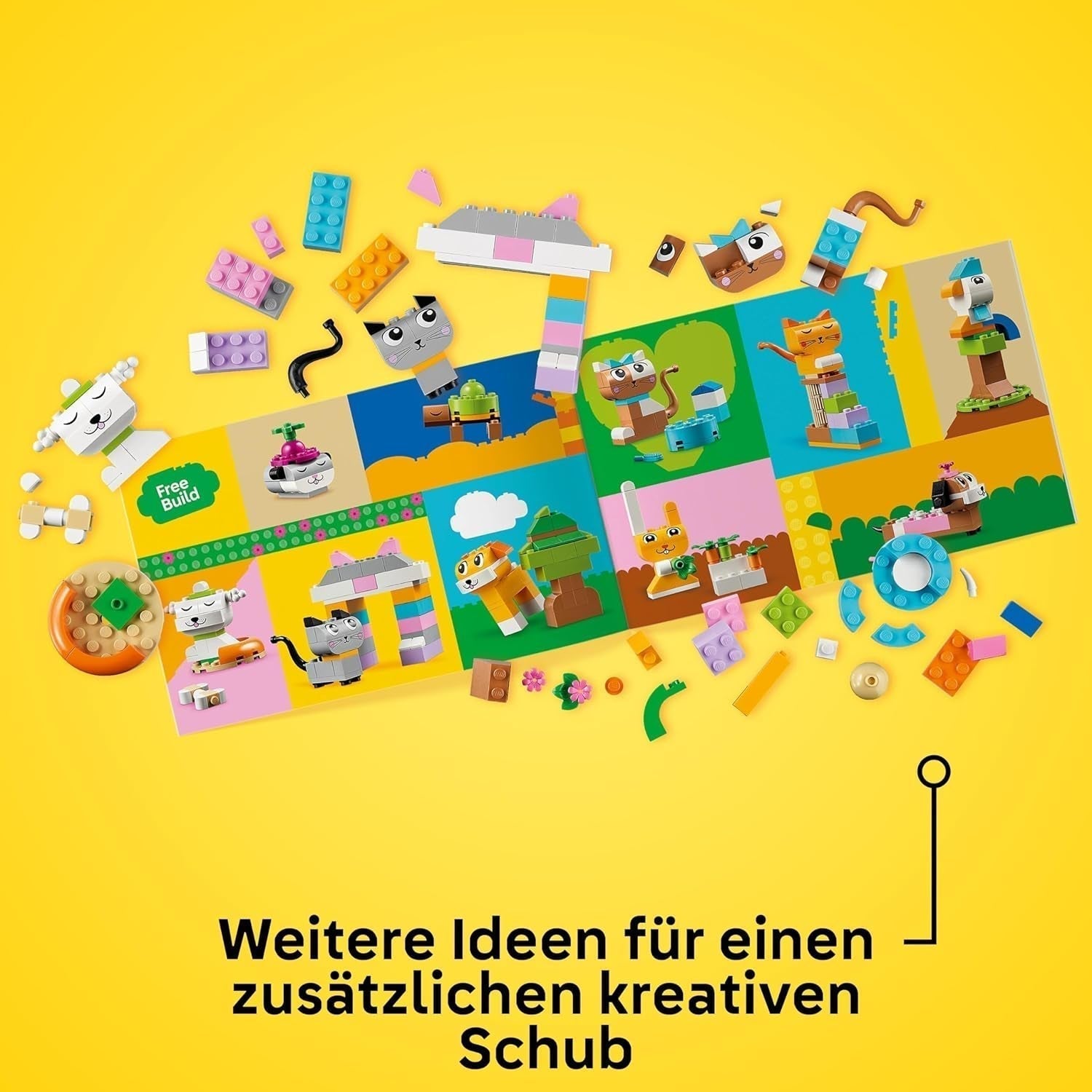 LEGO Classic Creative Animals, krabice s barevnými kostkami, postavte si figurky zvířat z kostek, jako je pes, kočka, králík, křeček a pták, stavebnice pro chlapce a dívky od 5 let 11034 Stavebnice Besuche den LEGO-Store