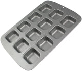 CSB106 Quadratische Antihaftbeschichtete Backform Mit 12 Minilöchern Aus Karbonstahl, Edelstahl, Silver, 37,3 X 26,1 X 3,1 Cm Formy a plechy na pečení Naty Shop