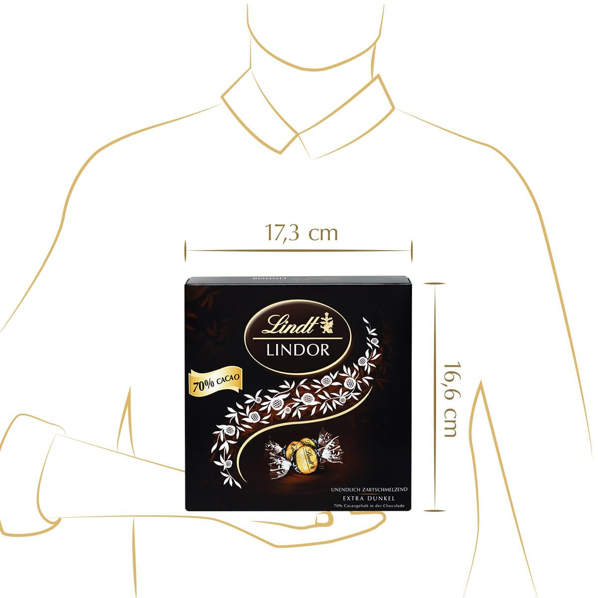 Dárková kazeta LINDOR Extra Black 70% Cacao, Dárková čokoláda, cca. 15 lanýžů LINDOR, 186 g (balení 2 ks)