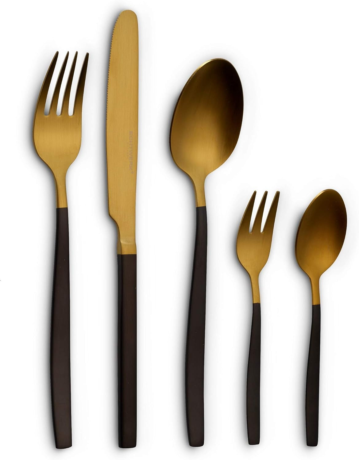 Sada příborů Echtwerk Positano Due-Bronze, černá edice, 20 kusů, kuchyň pro 4 osoby Naty Shop zlatá / černá