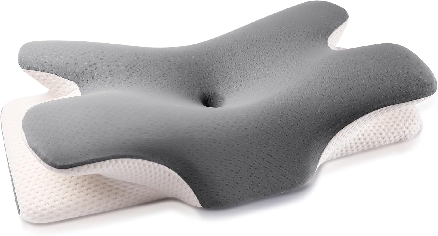 MULISOFT polštář z paměťové pěny, pohodlný polštář na hlavu, polštář na podporu krku, ergonomický boční polštář na spaní (šedý) krční ortopedické polštáře Naty Shop šedá