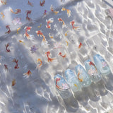 JMEOWIO 3D Nálepka na nehty Koi Fisch Nálepka na nehty Selbstklebend Nagelaufkleber 5D Stereoskopická dekorace Nageldesign Zubehör 1 Blatt