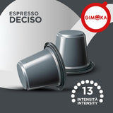 Gimoka Kaffeekapseln Espresso Deciso, Intensität 13/13-100 Kapsel - Kompatibilní s Nespresso* Haushalts-Espressomaschinen - 100 Stück (10 x 10 Getränke) - Hergestellt v Itálii