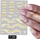 9 Blatt Nagelsticker Französische Spitzenmarmor Nagelaufkleber Selbtklebend Weißes Gold Nail Art Samolepka Dekoration Nageldesign Zubehör
