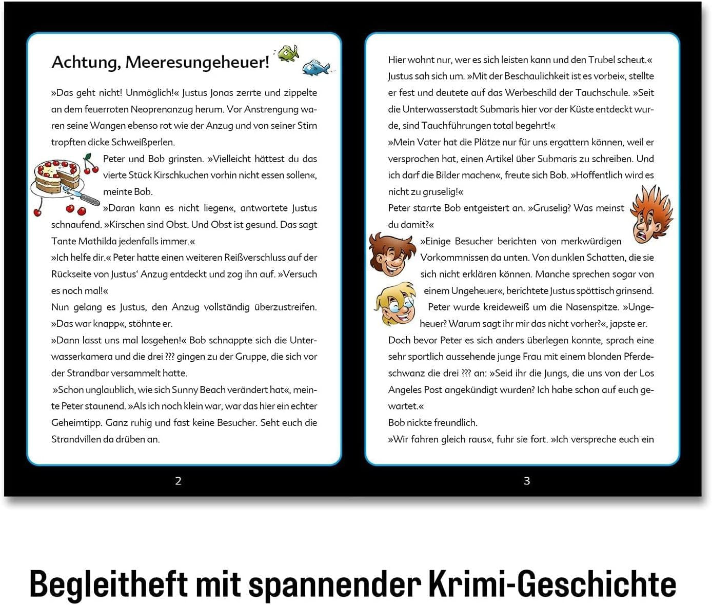 Die Drei??? Děti - Krimi puzzle - Pozor, mořská příšera Od KOSMOS 680664, 150 dílků, Záře ve tmě, Čtení, hlavolamy, luštění hlavolamů, detektivní hlavolamy pro děti od 7 let Puzzle Naty Shop