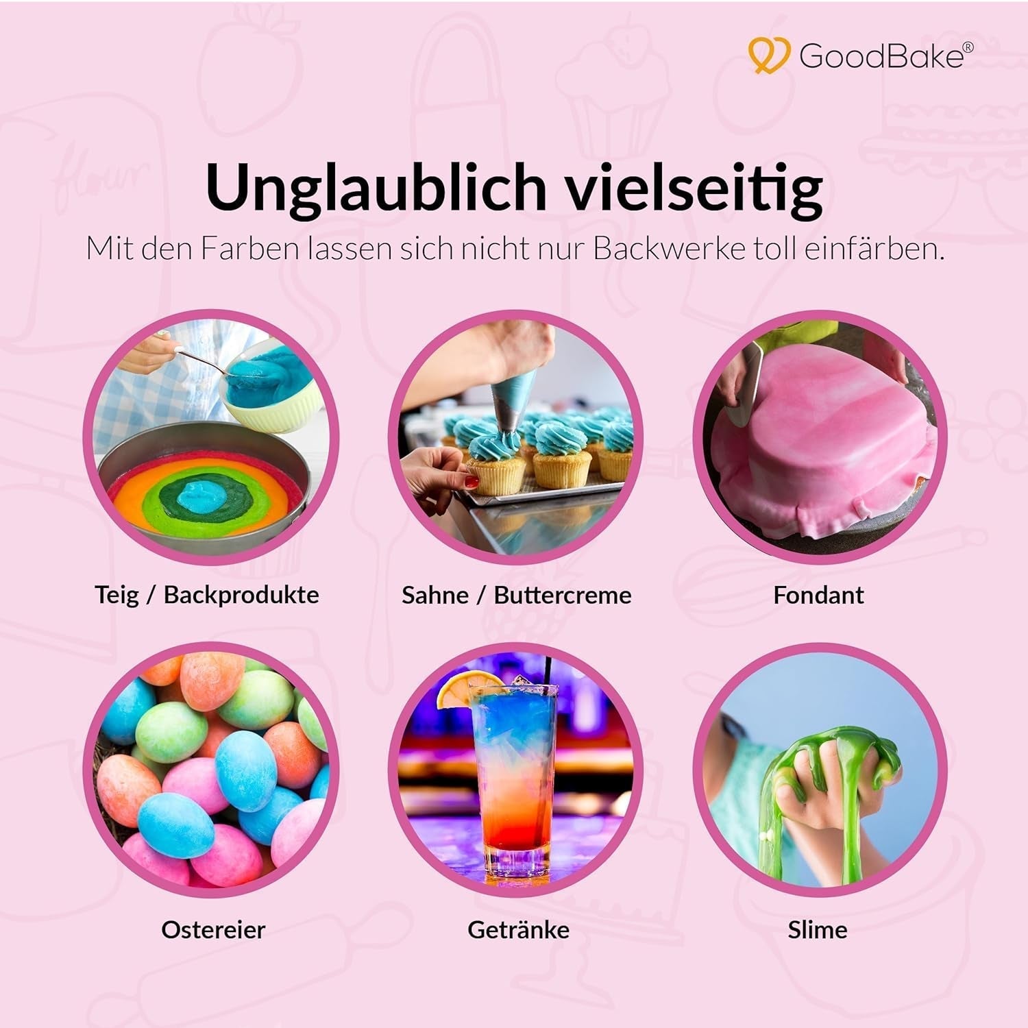 Goodbake Pink Food Coloring (11ml) - Intenzivní potravinářské barvivo - Velmi koncentrovaná barva - Pro barvení dortů, fondánu, máslového krému, nápojů, slizu a mnoha dalších předmětů. 100% vegan