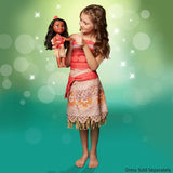 Panenka Disney Princess Moana 35 cm, reflexní třpytivé oči, pohyblivé klouby, odnímatelný outfit, květinová spona, dlouhé vlasy, pro dívky od 3 let