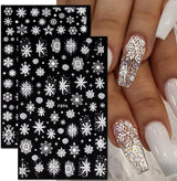 JMEOWIO Nálepka na nehty Weihnachten 8 Blatt Nagelaufkleber Selbtklebend Weiße Schneeflocken Nálepka na zimní nehty Dekoration Nageldesign Zubehör