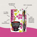 4Er Pack CUPPER Organický ovocný čaj "Cranberry & Raspberry Infusion", 4X20 nebílé čajové sáčky, bio, fair trade