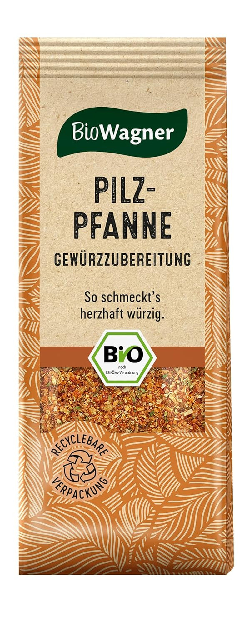 BioWagner - Bio Pilzpfanne Gewürzzubereitung | intensiv-pikant Geschmack | naturbelassene Bio-Zutaten | recyklovatelné balení | 60 g